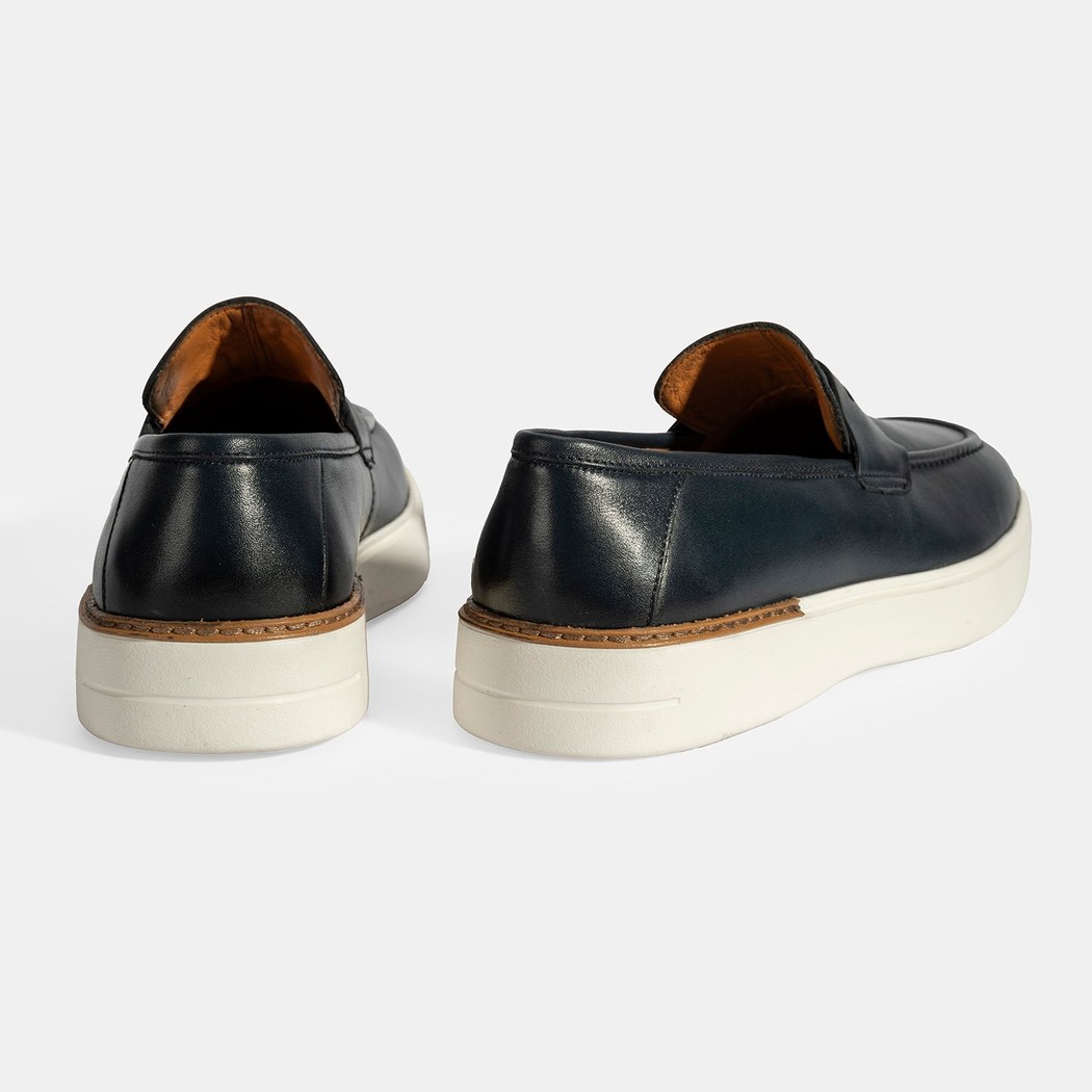 Erkek Lacivert Deri Loafer