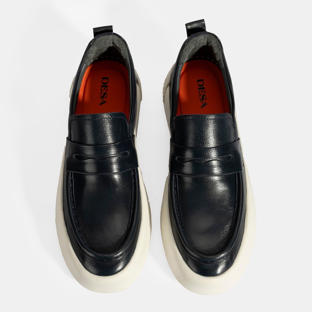 Erkek Lacivert Deri Loafer
