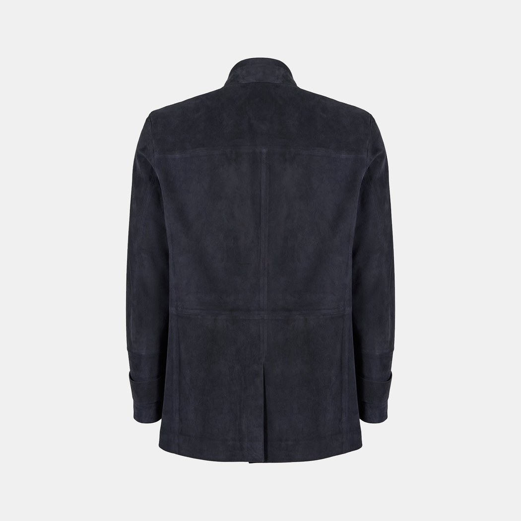 Erkek Lacivert Gömlek Yaka Süet Ceket