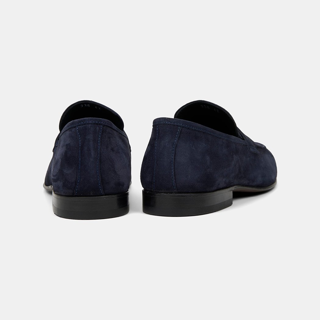 Erkek Lacivert Klasik Süet Loafer