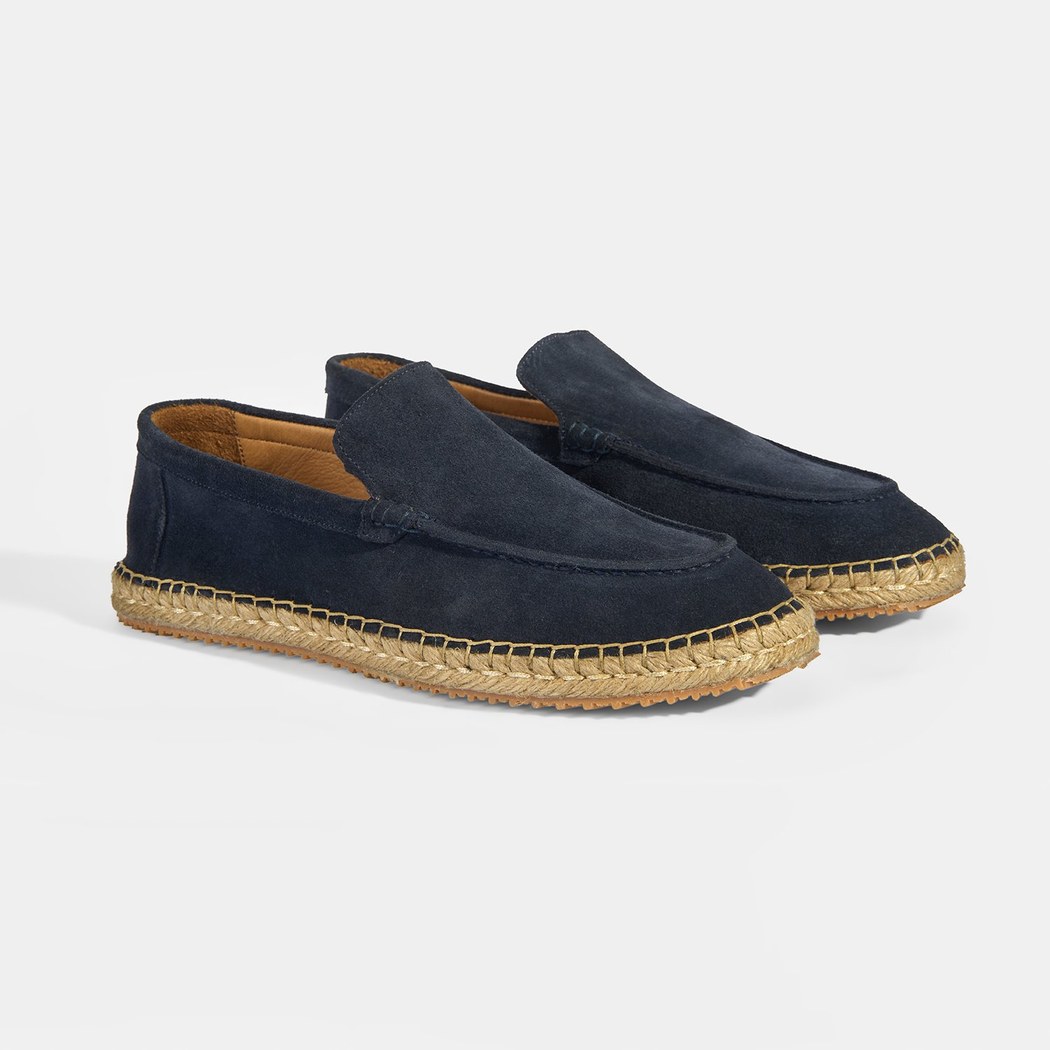 Erkek Lacivert Slip-On Süet Espadril 