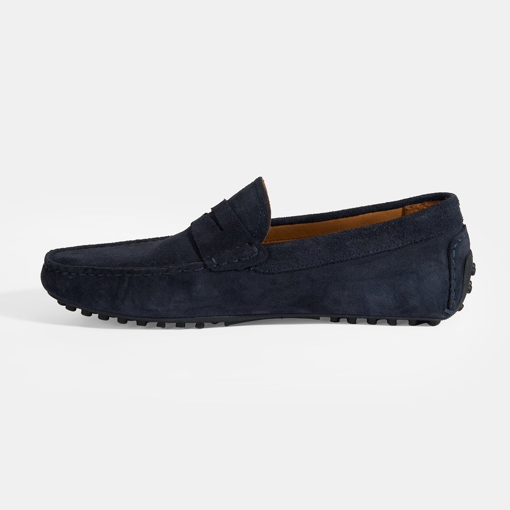 Erkek Lacivert Slip-On Süet Loafer