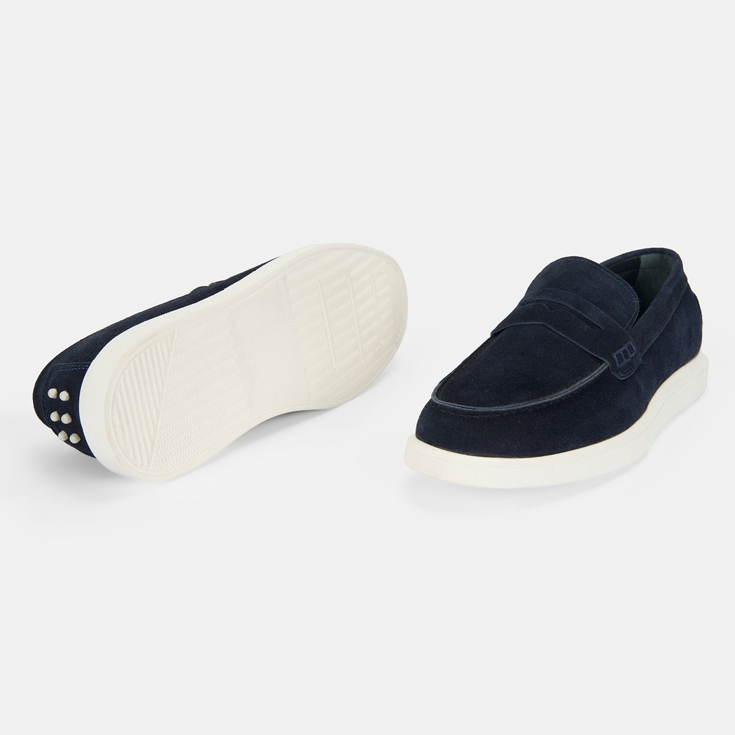 Erkek Lacivert Slip-On Süet Loafer