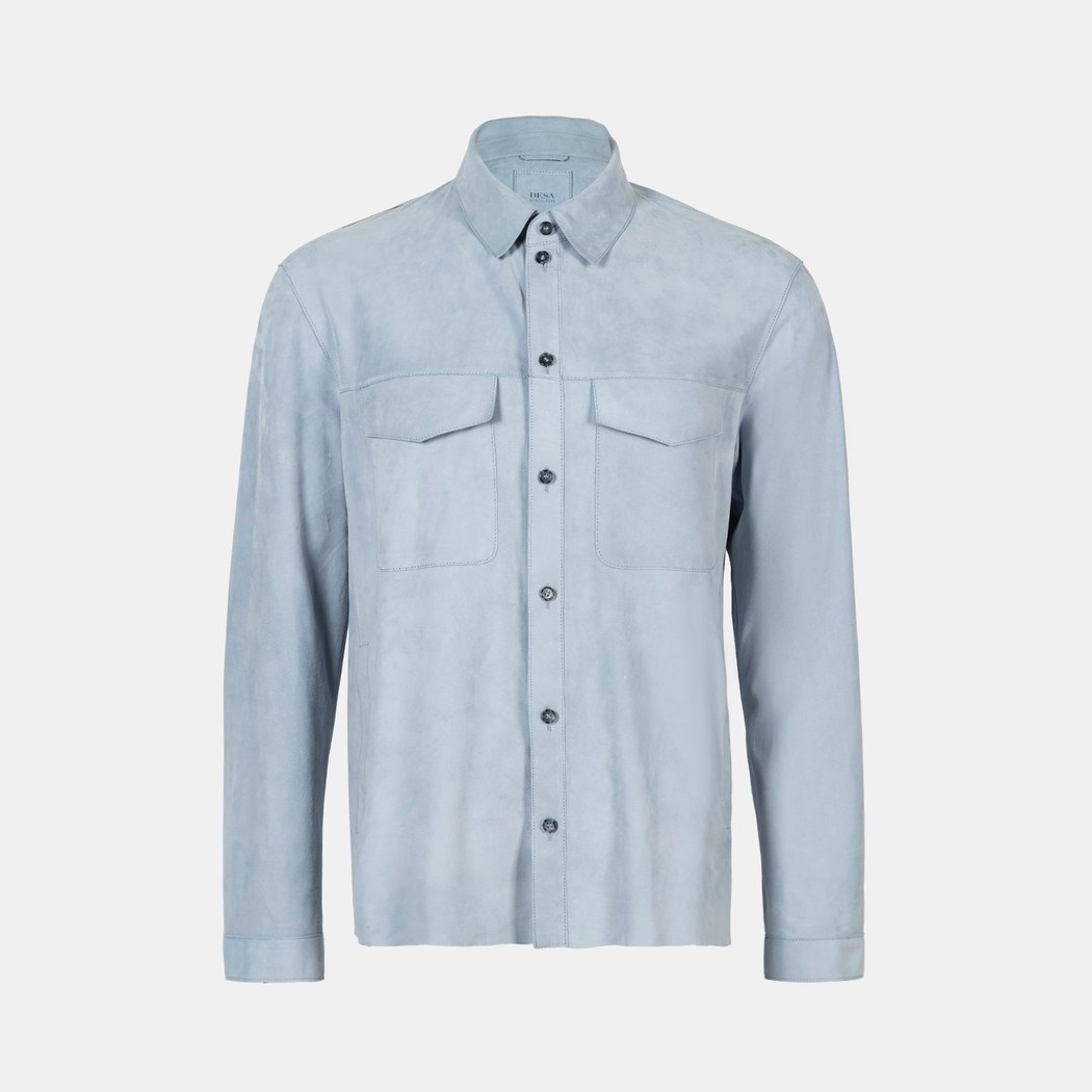 Erkek Mavi Süet Gömlek