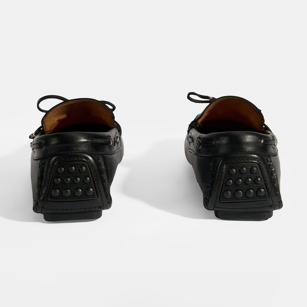 Erkek Siyah Bağcık Detaylı Slip-On Deri Loafer