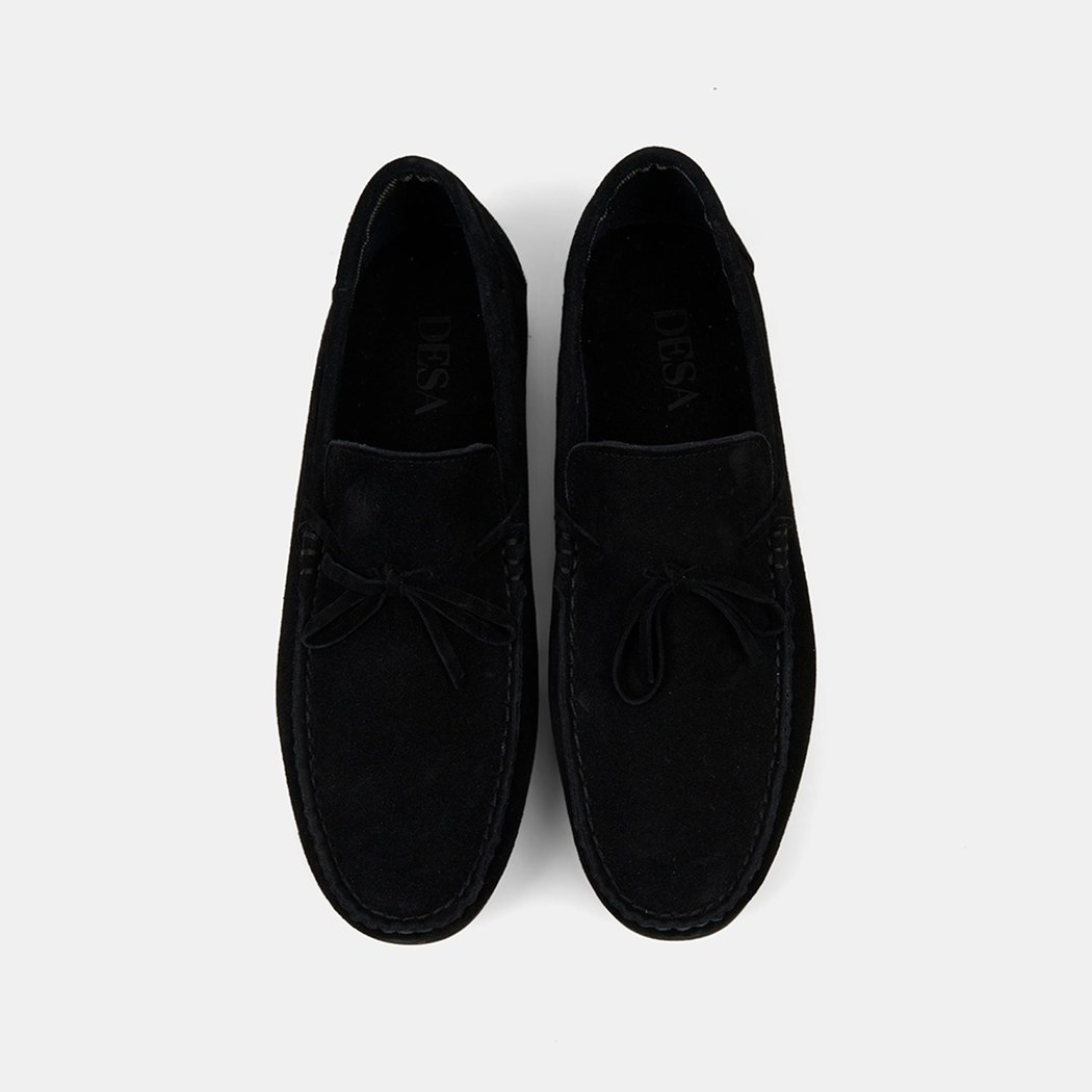 Erkek Siyah Bağcık Detaylı Süet Loafer