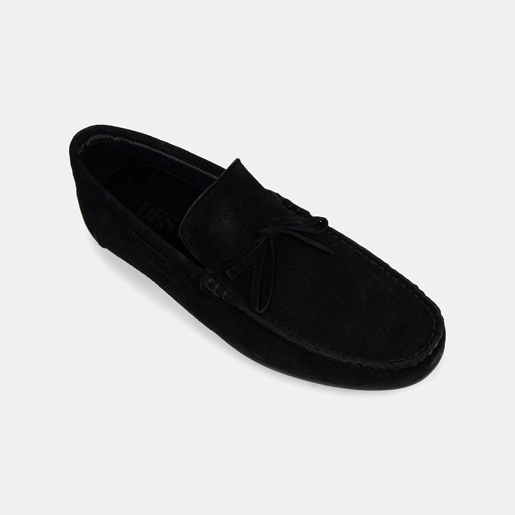 Erkek Siyah Bağcık Detaylı Süet Loafer