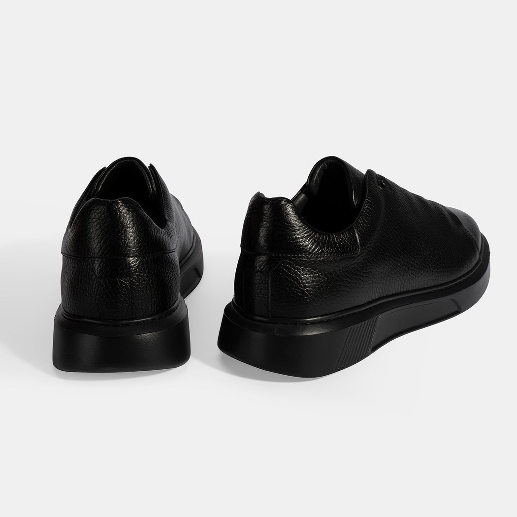 Erkek Siyah Bağcıklı Deri Günlük Ayakkabı