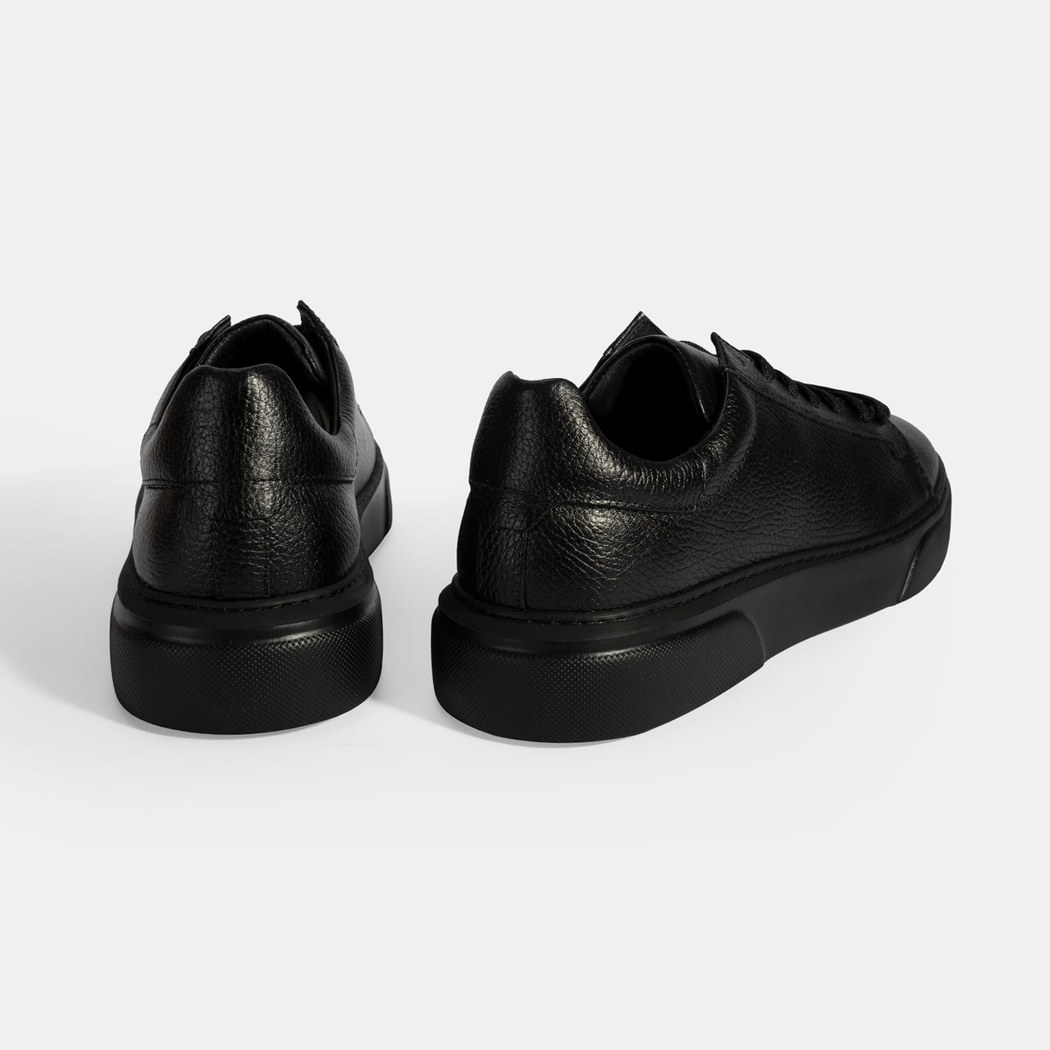 Erkek Siyah Bağcıklı Deri Günlük Ayakkabı