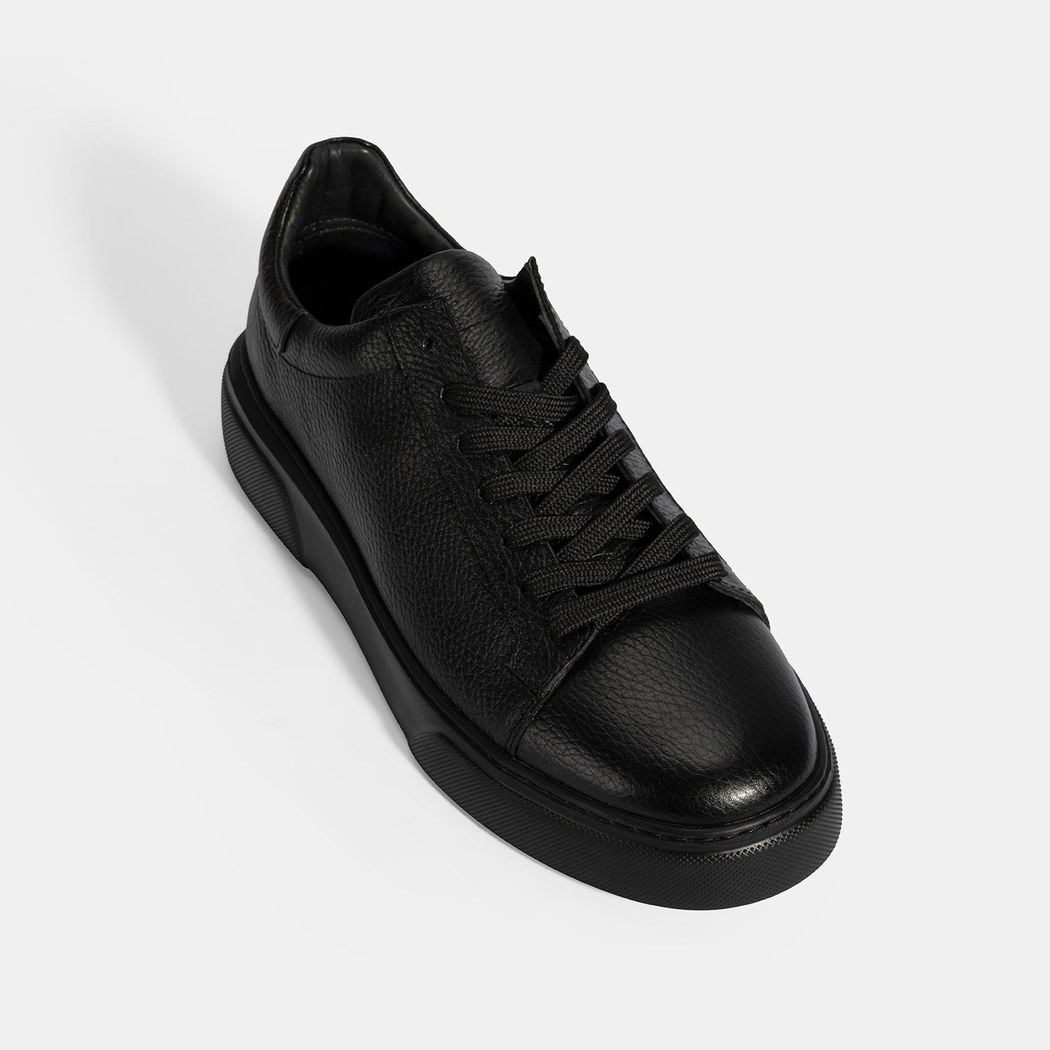 Erkek Siyah Bağcıklı Deri Günlük Ayakkabı