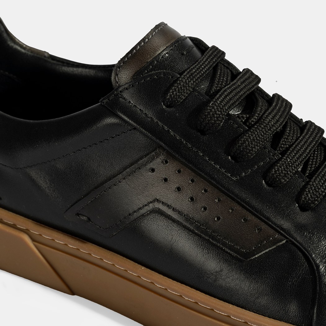 Erkek Siyah Bağcıklı Deri Günlük Ayakkabı