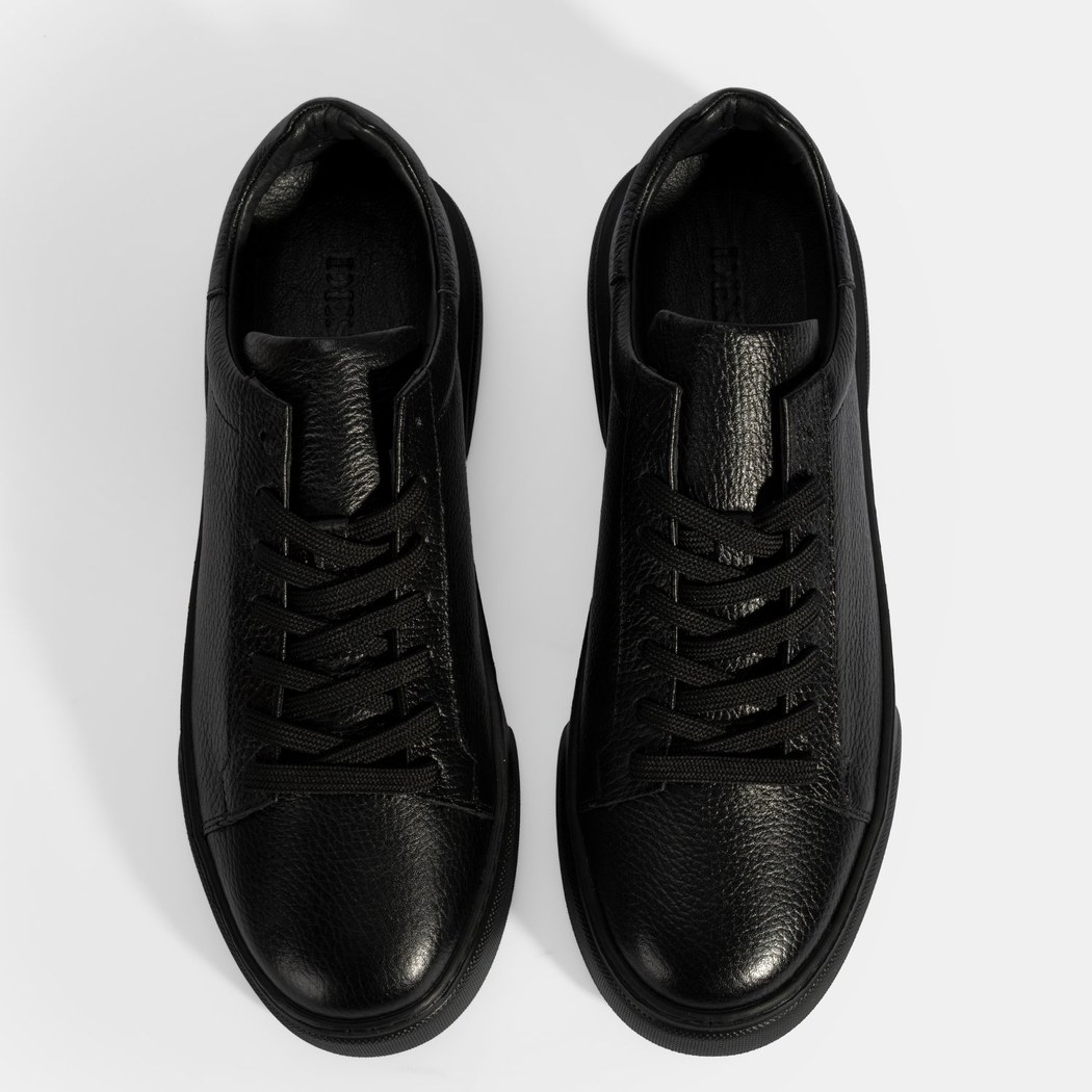 Erkek Siyah Bağcıklı Deri Günlük Ayakkabı