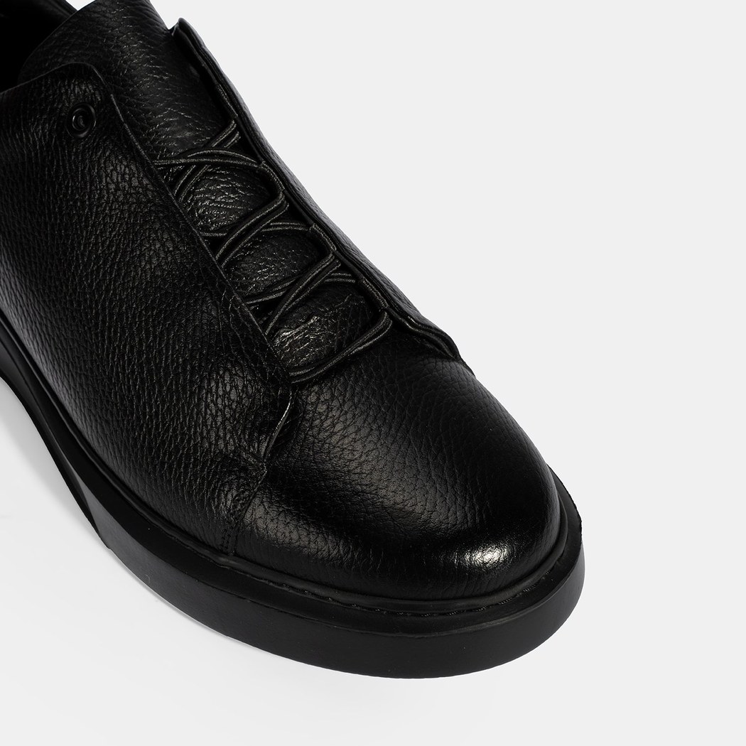 Erkek Siyah Bağcıklı Deri Günlük Ayakkabı