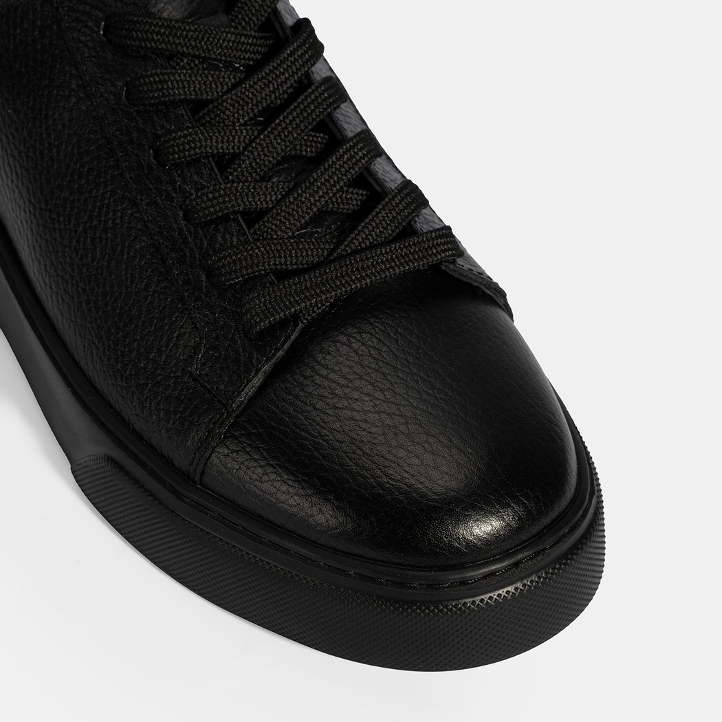 Erkek Siyah Bağcıklı Deri Günlük Ayakkabı