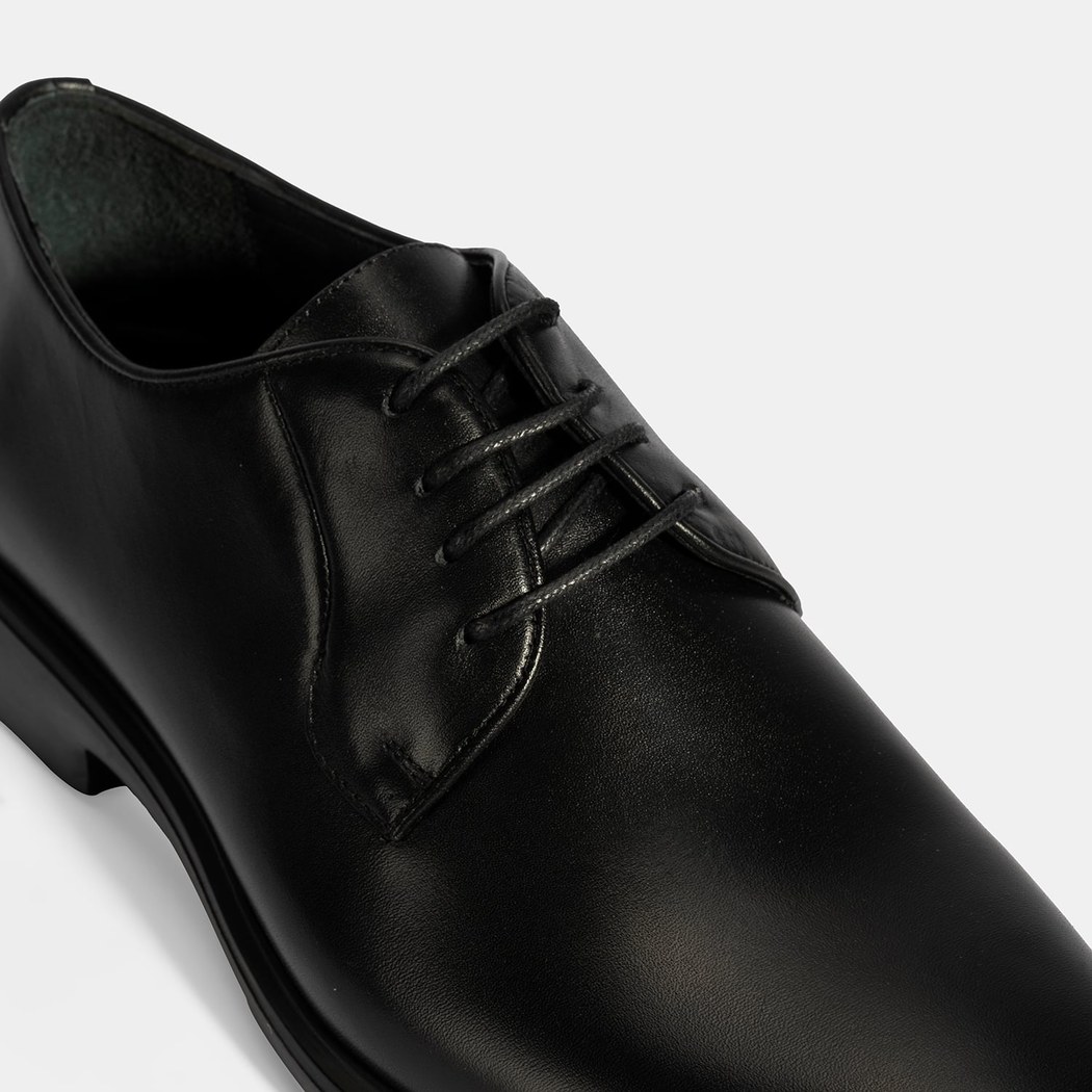 Erkek Siyah Bağcıklı Deri Klasik Ayakkabı