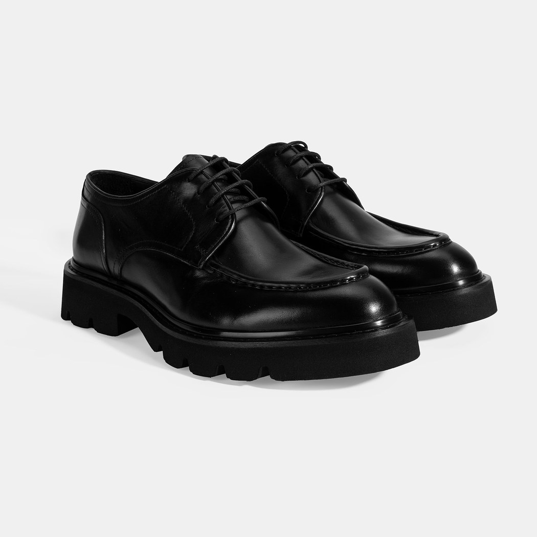 Erkek Siyah Bağcıklı Deri Klasik Ayakkabı