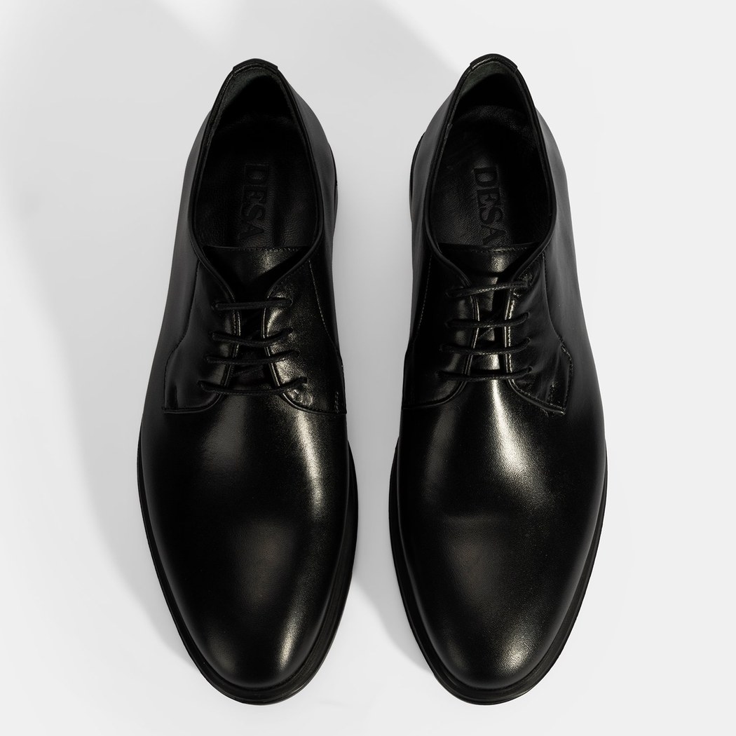 Erkek Siyah Bağcıklı Deri Klasik Ayakkabı