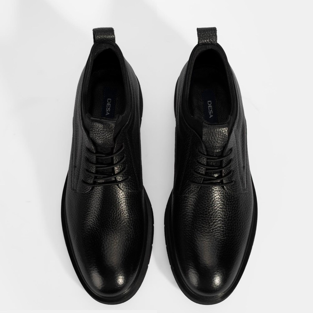 Erkek Siyah Bağcıklı Deri Klasik Ayakkabı