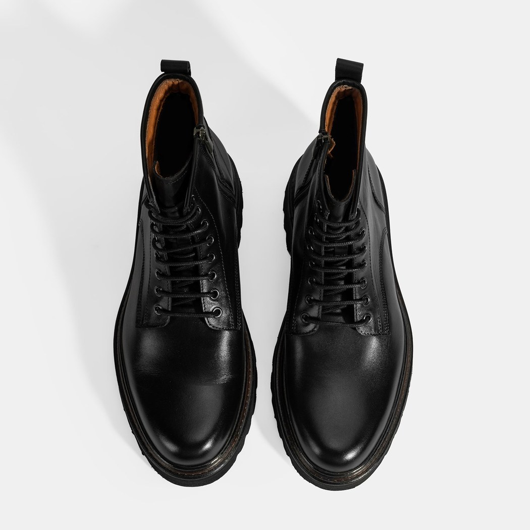 Erkek Siyah Bağcıklı Deri Postal Bot