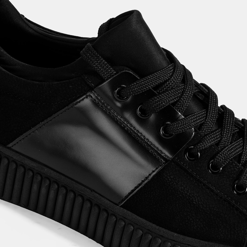 Erkek Siyah Bağcıklı Deri Spor Ayakkabı