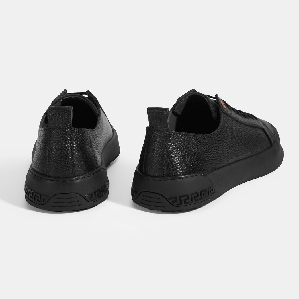 Erkek Siyah Bağcıklı Deri Spor Ayakkabı