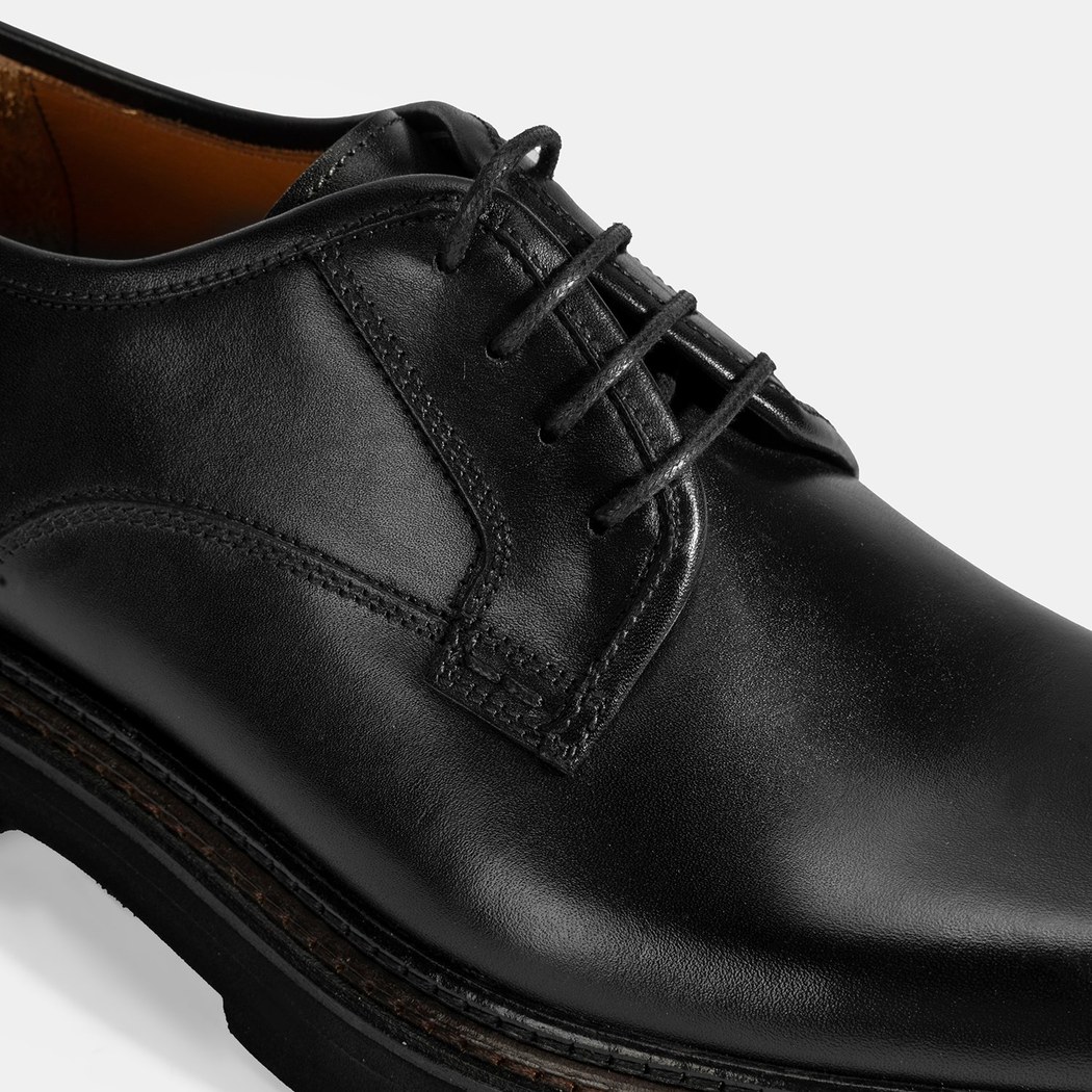 Erkek Siyah Bağcıklı Günlük Deri Ayakkabı