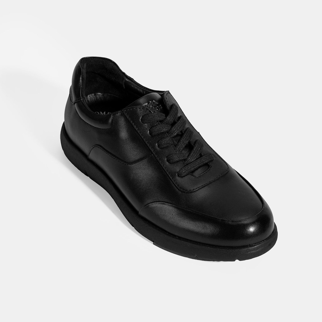 Erkek Siyah Bağcıklı Günlük Deri Ayakkabı