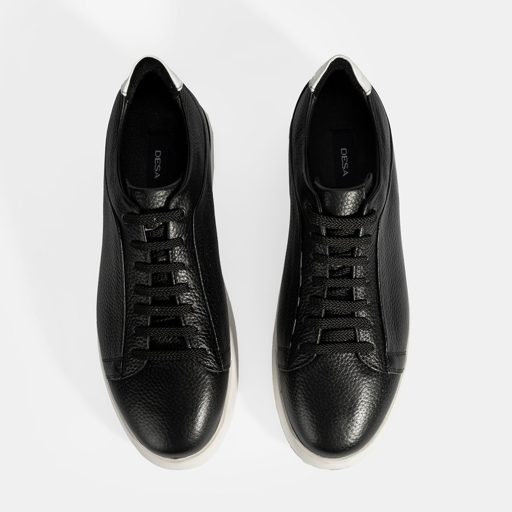 Erkek Siyah Bağcıklı Günlük Deri Ayakkabı