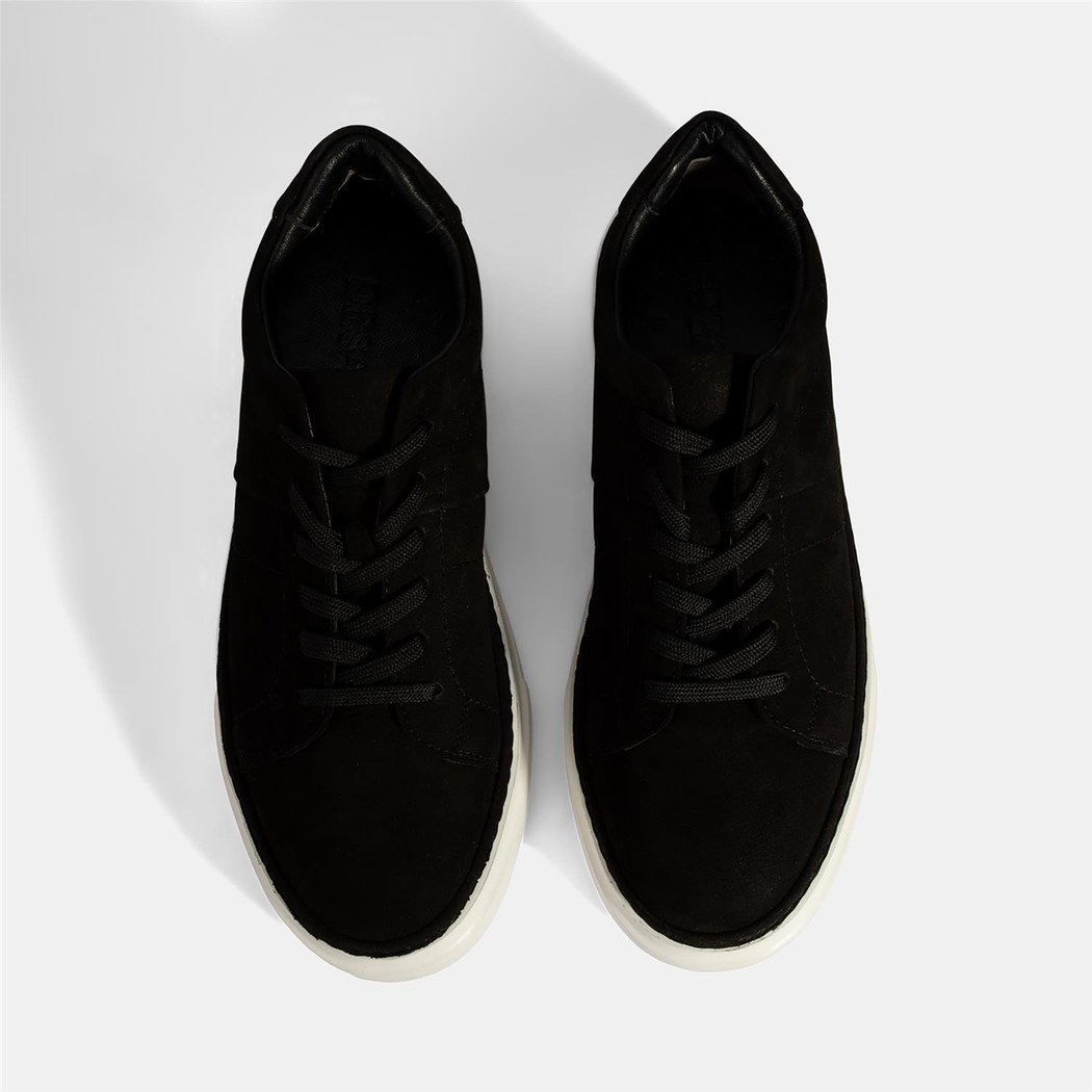 Erkek Siyah Bağcıklı Günlük Nubuk Deri Ayakkabı