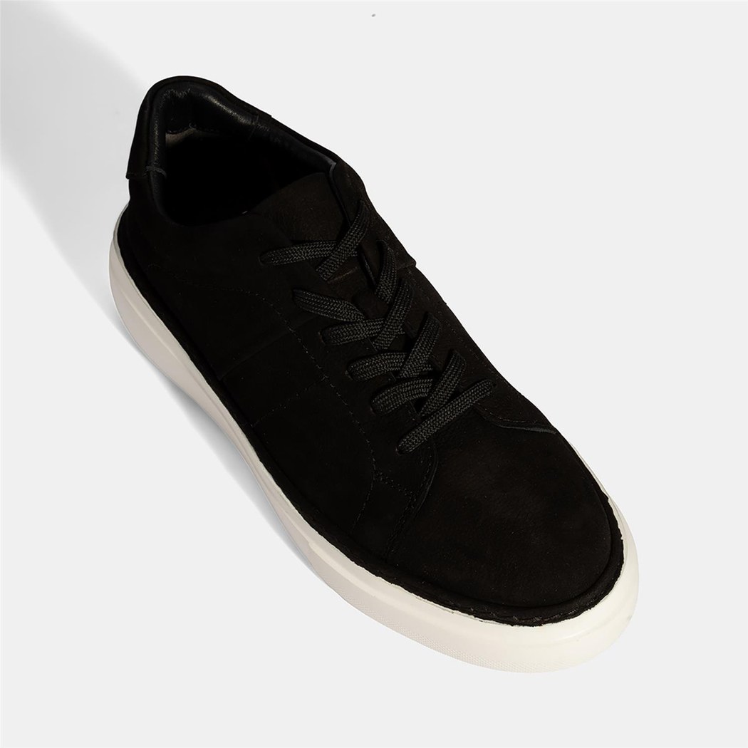 Erkek Siyah Bağcıklı Günlük Nubuk Deri Ayakkabı