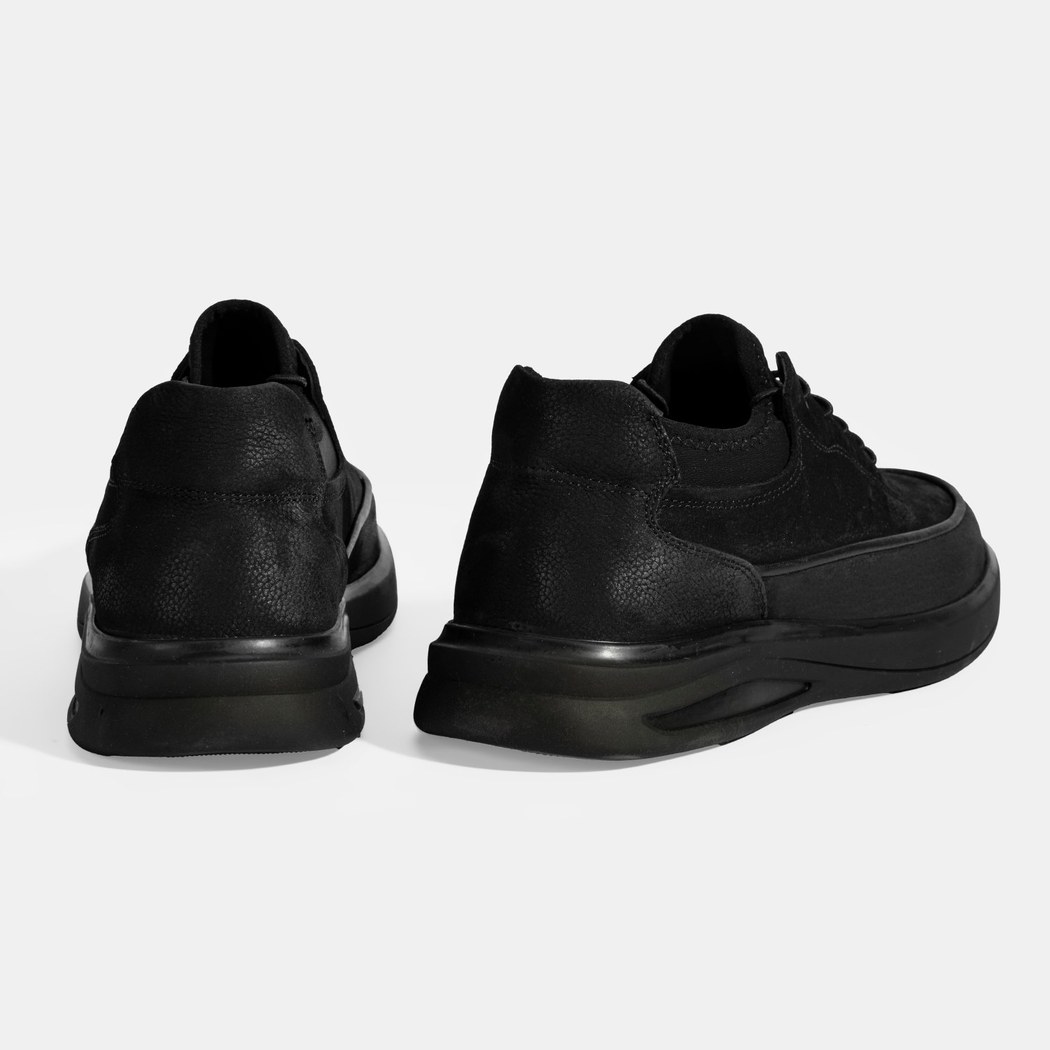 Erkek Siyah Bağcıklı Nubuk Deri Spor Ayakkabı