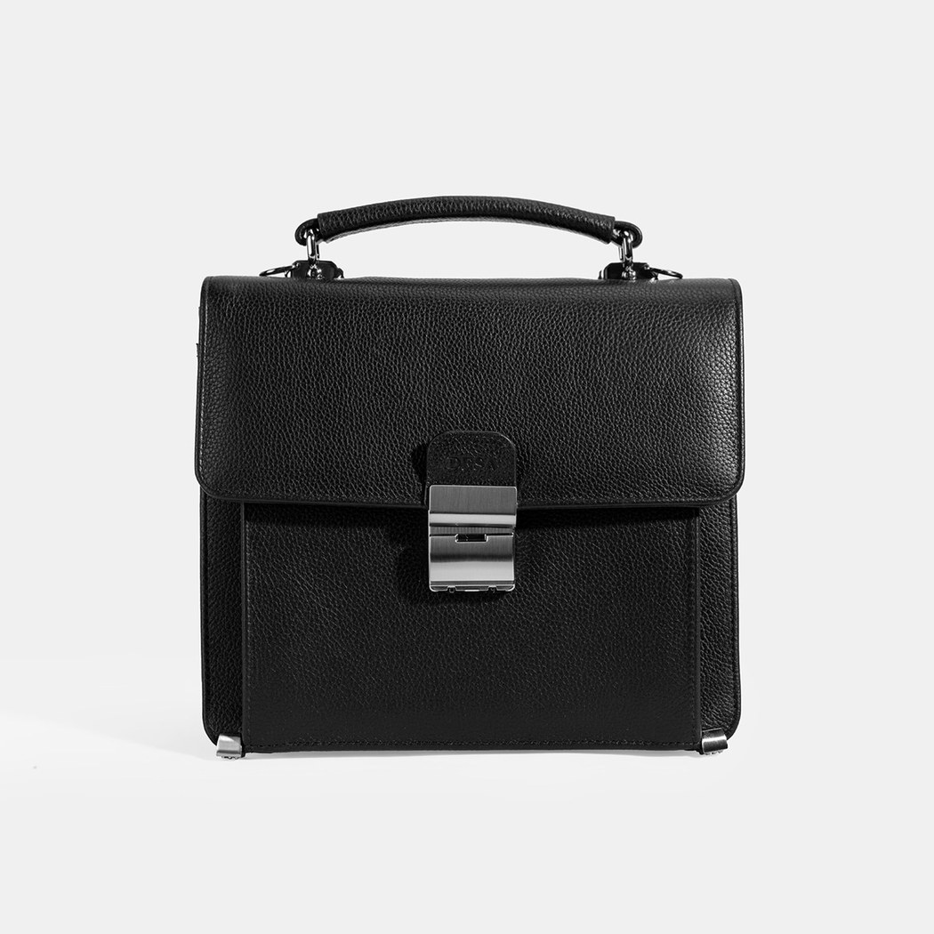 Erkek Siyah Deri Postacı Çantası