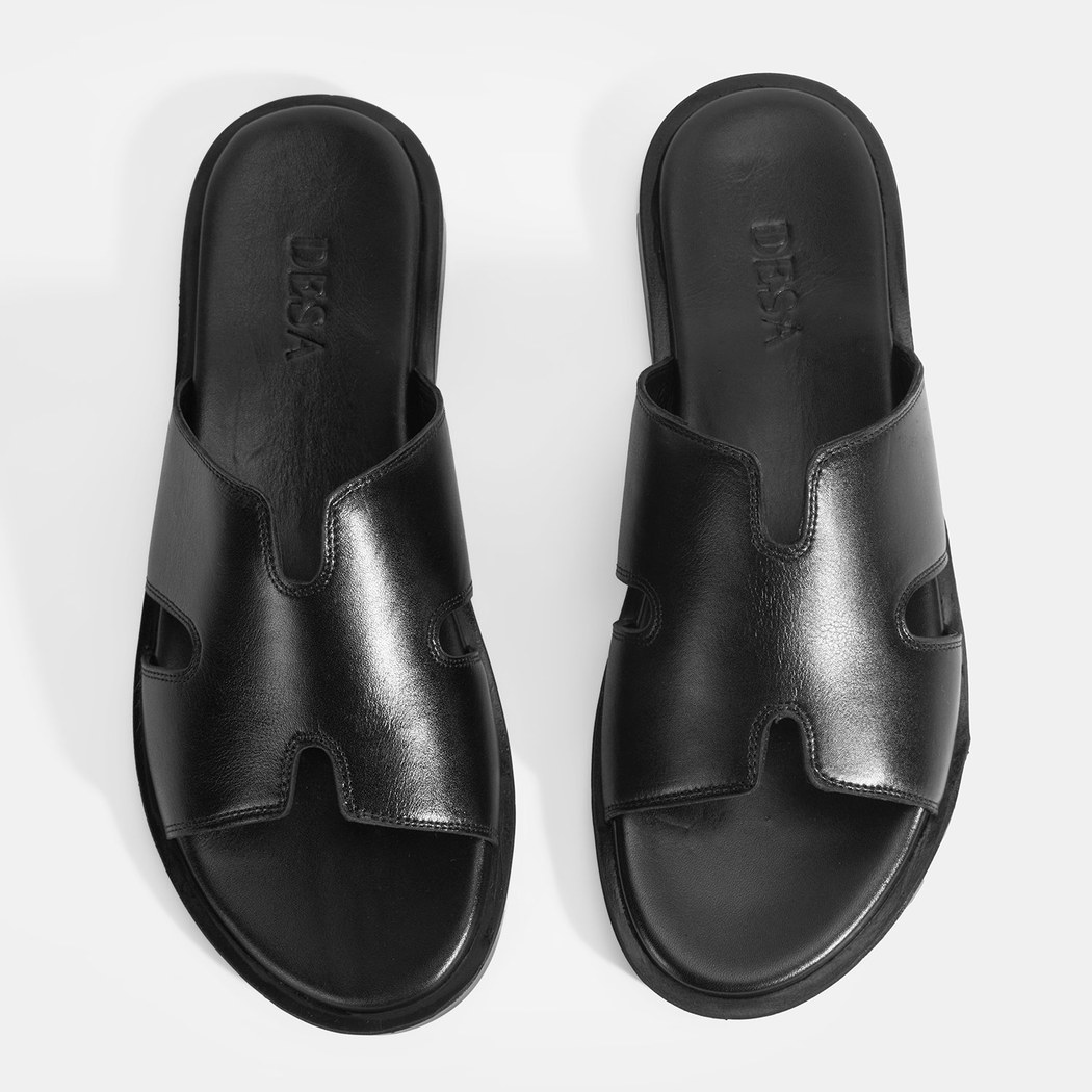 Erkek Siyah Deri Terlik