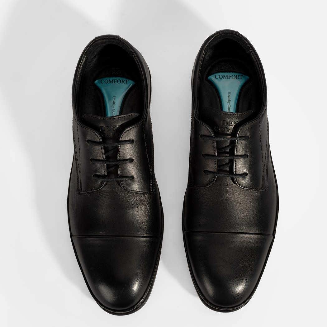 Erkek Siyah DesaComfort Bağcıklı Deri Ayakkabı