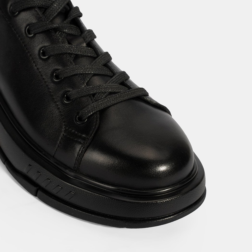 Erkek Siyah DesaComfort Bağcıklı Deri Günlük Ayakkabı