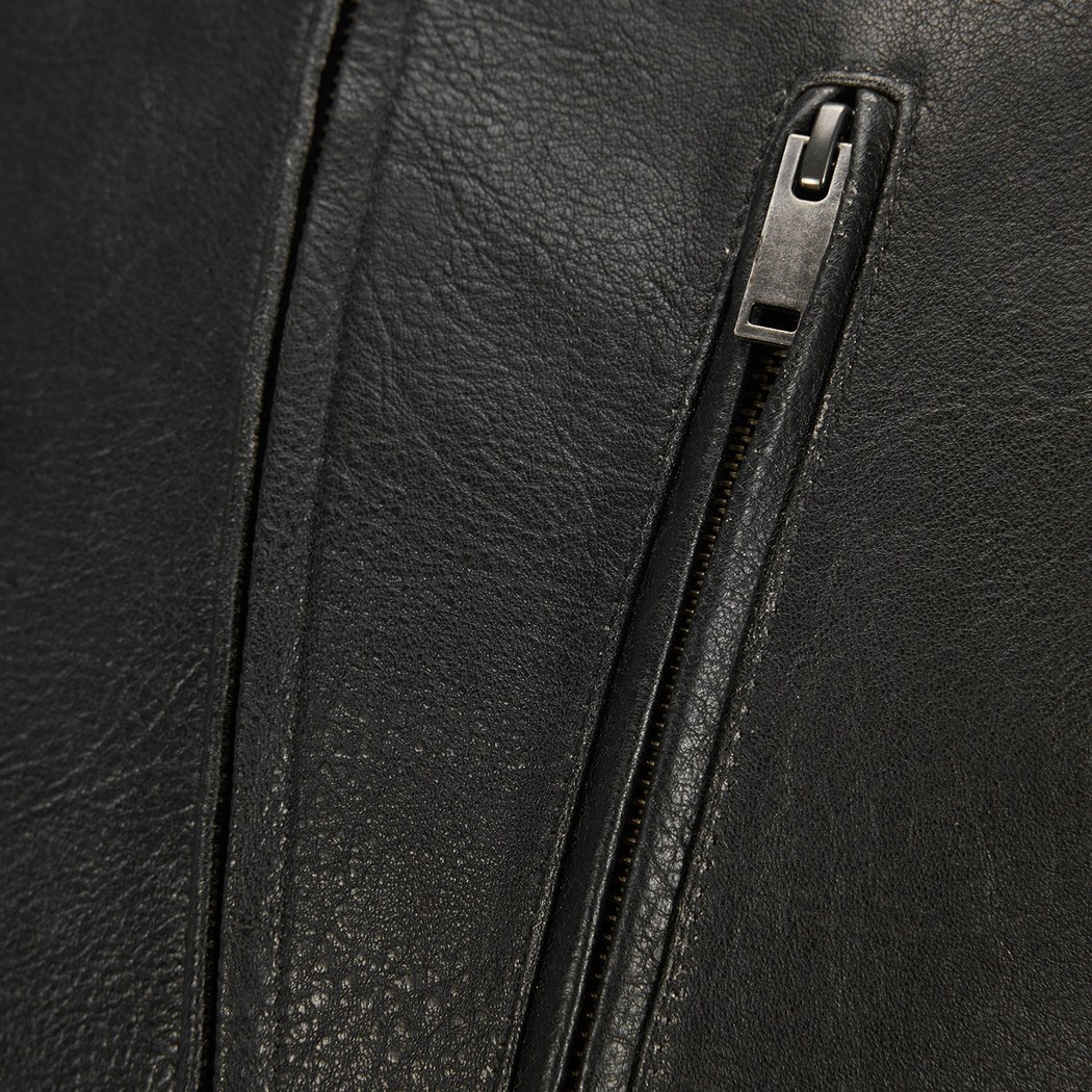 Erkek Siyah Eskitme Deri Mont