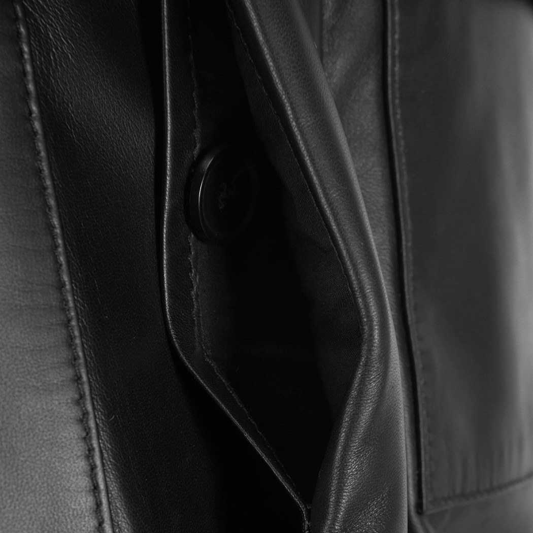 Erkek Siyah Gömlek Yaka Deri Ceket