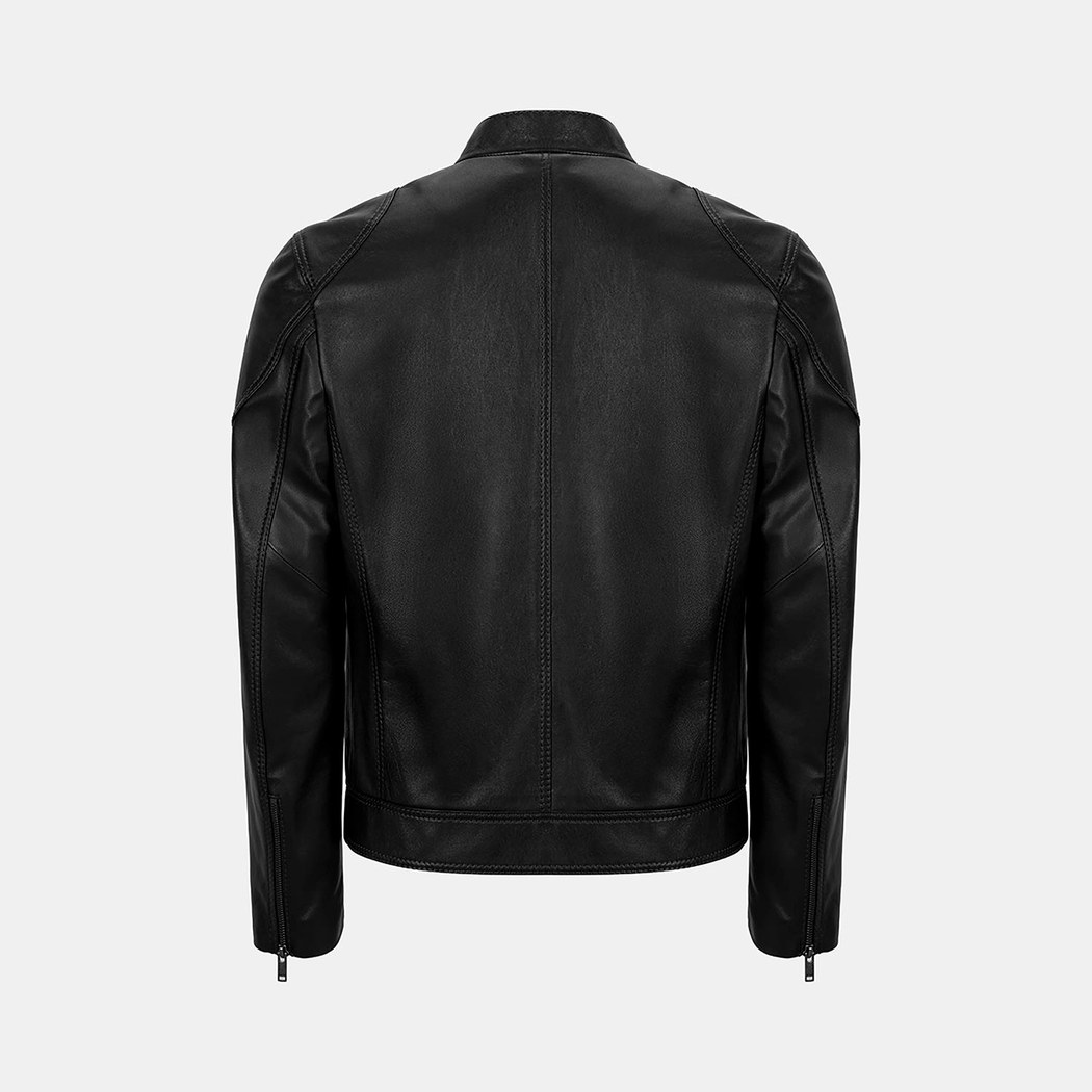 Erkek Siyah Hakim Yakalı Deri Ceket