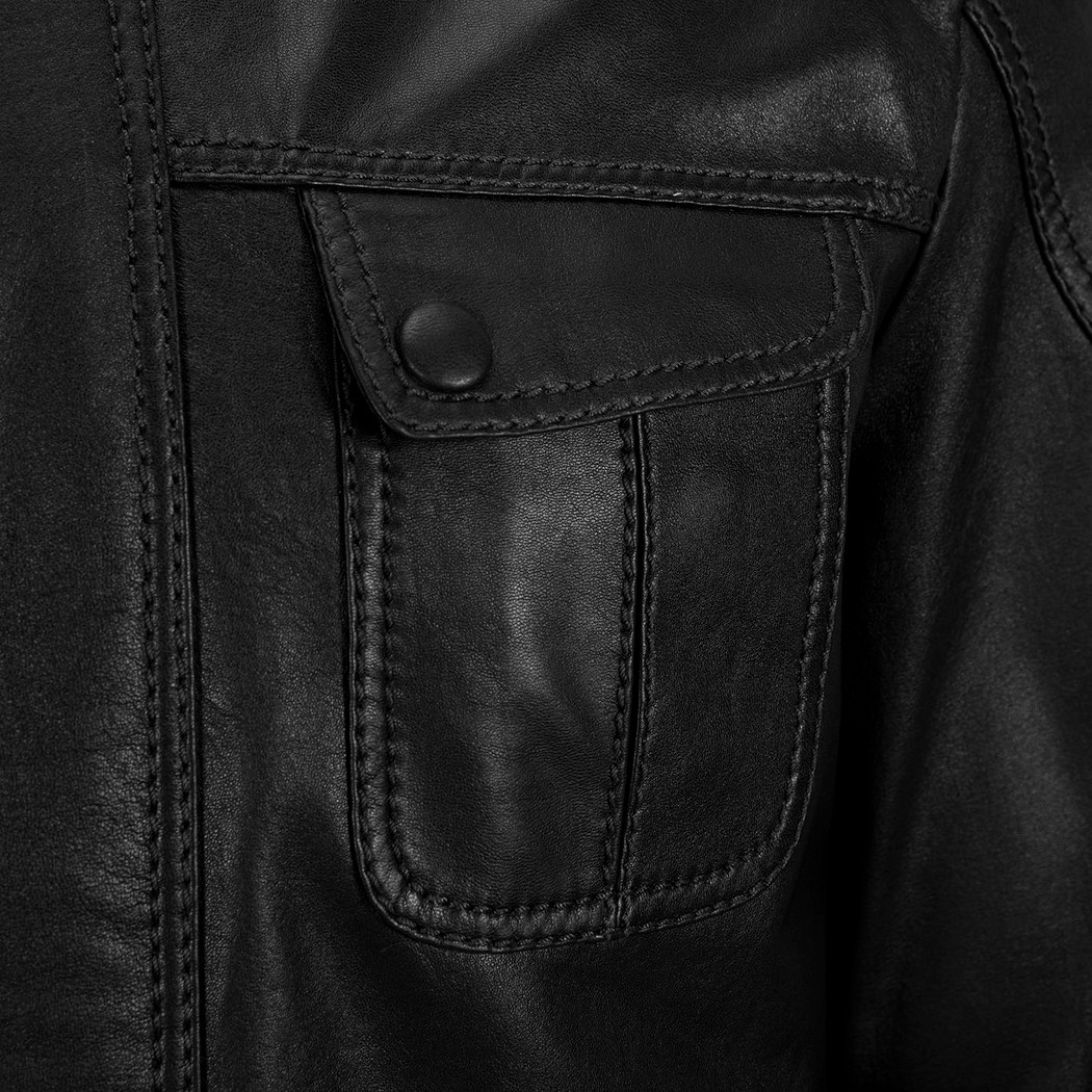 Erkek Siyah Hakim Yakalı Deri Ceket