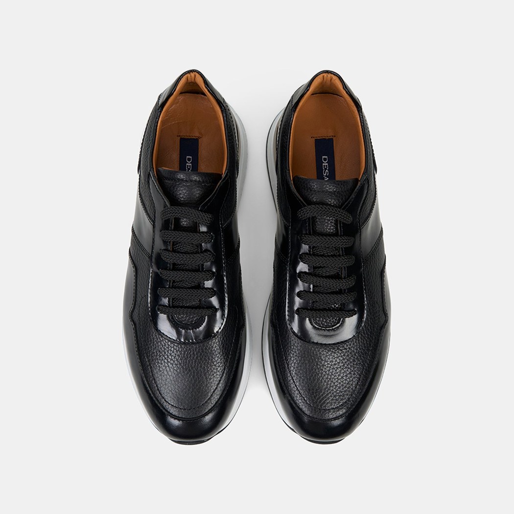 Erkek Siyah Metal Detaylı Deri Spor Ayakkabı