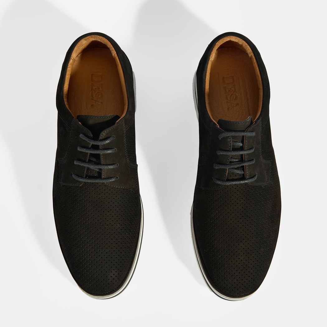 Erkek Siyah Nubuk Deri Bağcıklı Günlük Ayakkabı