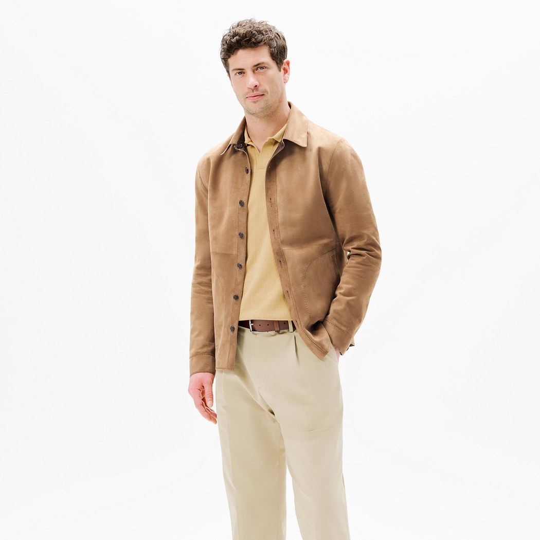 Erkek Taba / Kahve Çift Taraflı Deri Gömlek Ceket