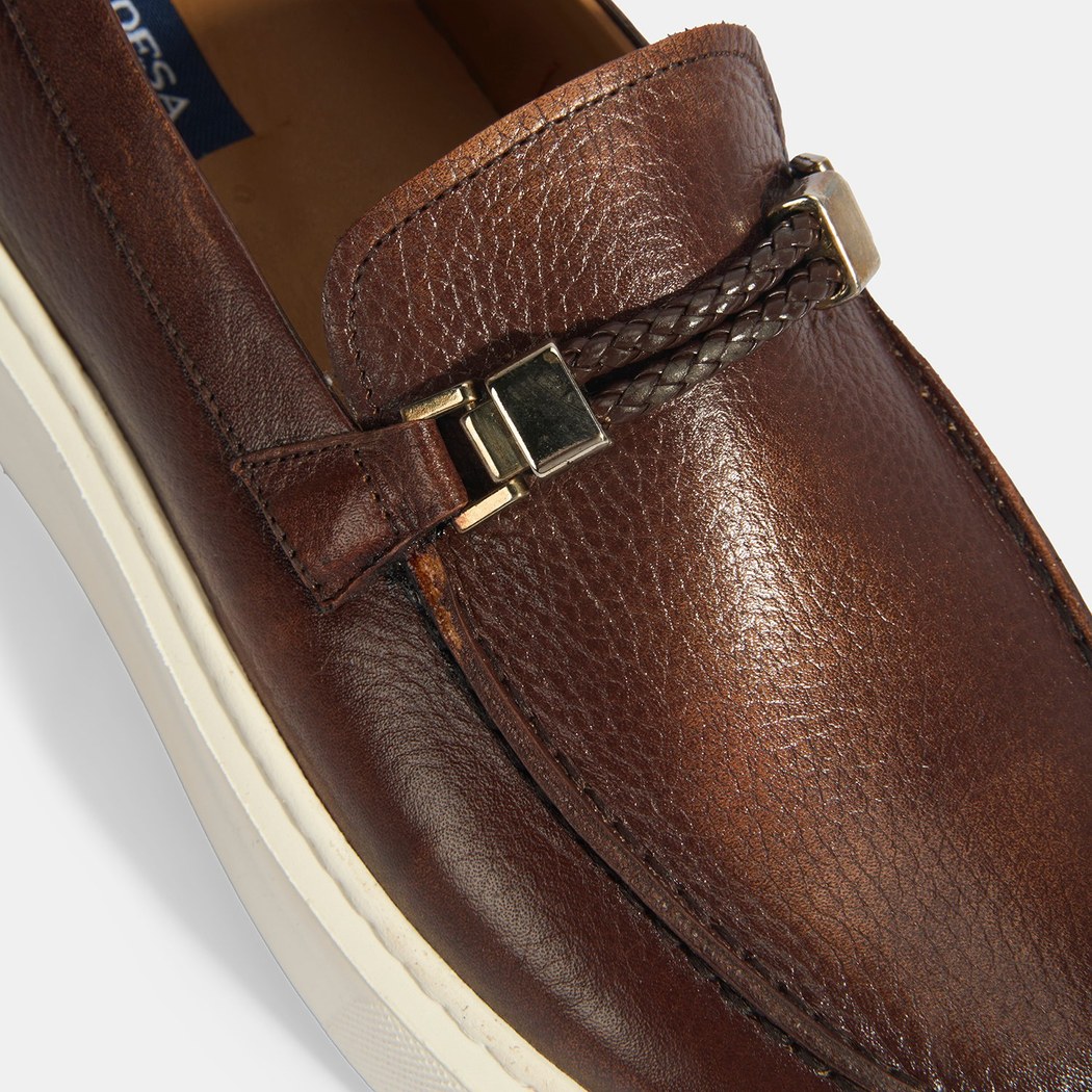 Erkek Taba Toka Aksesuarlı Deri Loafer