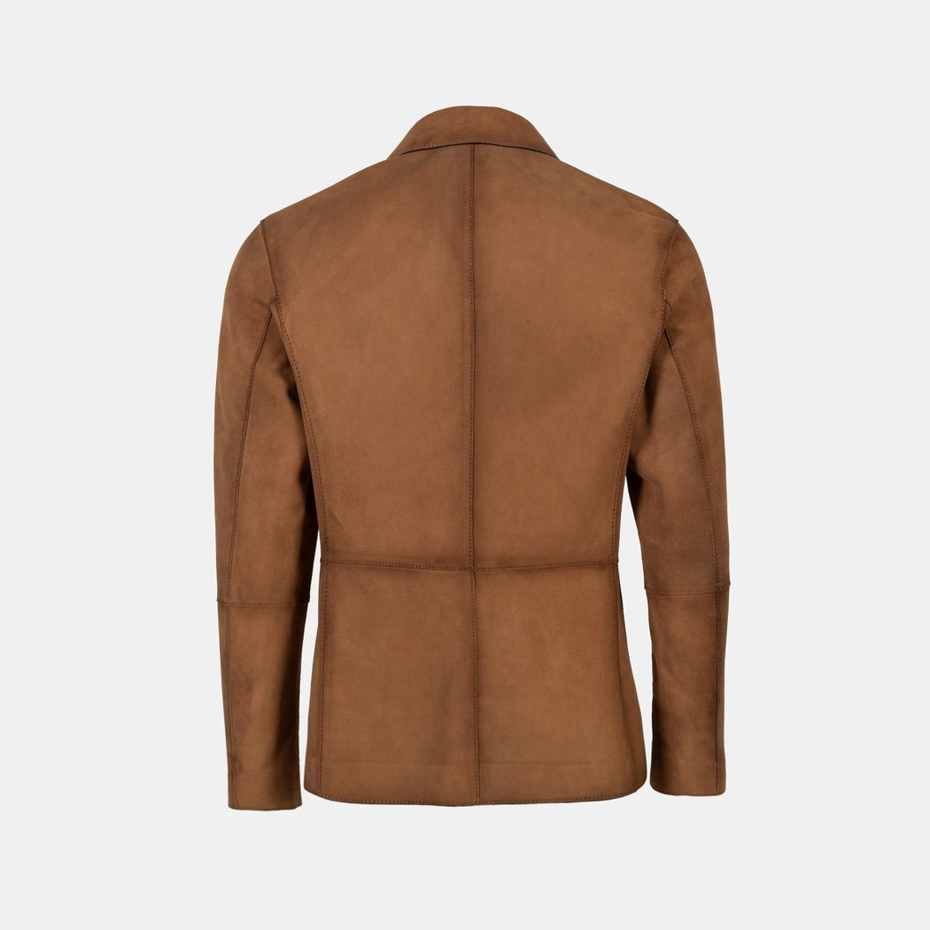 Erkek Taba Yakalı Süet Deri Blazer Ceket