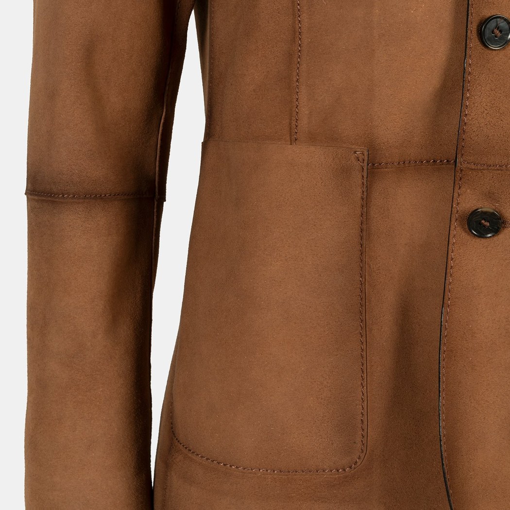 Erkek Taba Yakalı Süet Deri Blazer Ceket