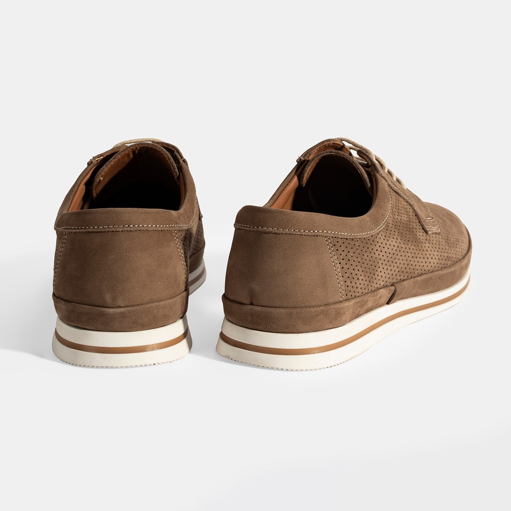 Erkek Vizon Nubuk Deri Bağcıklı Günlük Ayakkabı