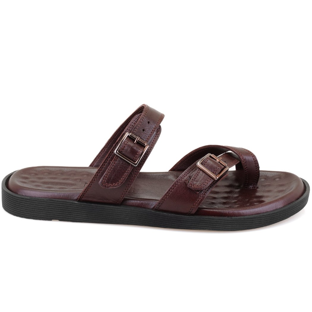 Essence Kahve Erkek Ayarlanabilir Tokalı Deri Terlik