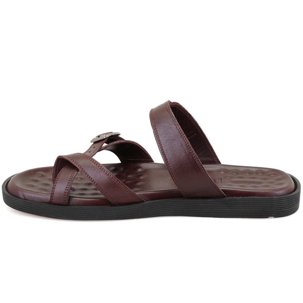 Essence Kahve Erkek Ayarlanabilir Tokalı Deri Terlik