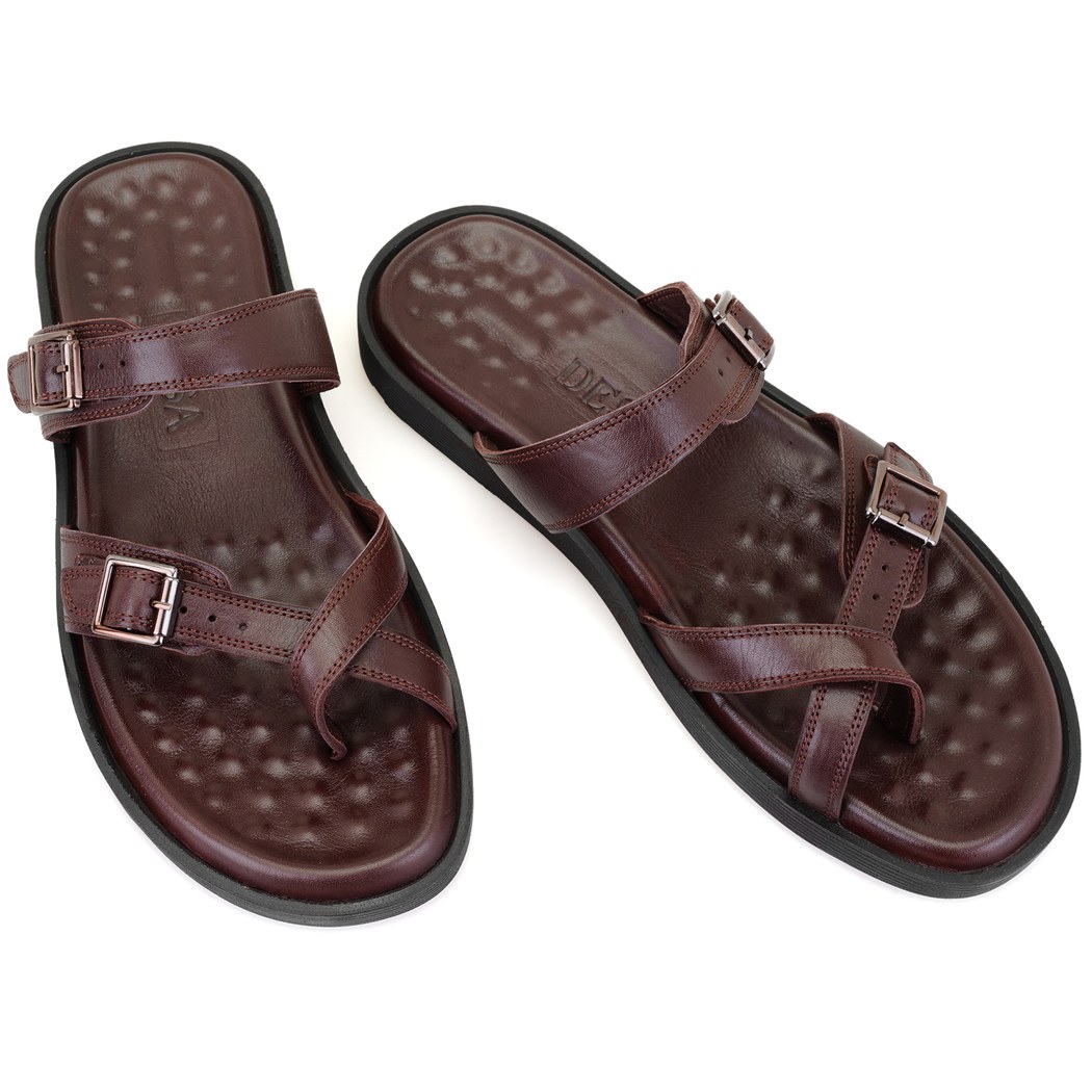 Essence Kahve Erkek Ayarlanabilir Tokalı Deri Terlik