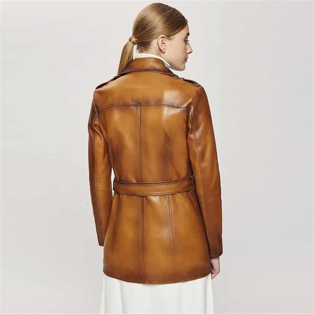 Ester Kadın Vintage Deri Trençkot